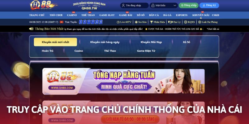 Click vào giao diện chính của từ đường dẫn chính thống nhà cái